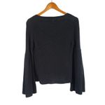 Free People Damsel Knit Black Sweater Top Bell Sleeve V-neck Size S Photo 4