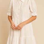 Royalamp Cotton White Tiered Dress Puff Sleeve Collared Casual Size M‎ Size M Photo 0