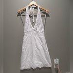 ZARA NWT  White Embroideded Poplin Mini Halter V-Neck Lace Dress XS Photo 1