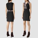 ALLSAINTS  Azure Chase Dress Night Black Floral Silk Sleeveless Italy Party Photo 6