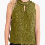 J.Crew  New Lace Ruffle-Neck Top in Burnished Moss Green Size XS Photo 0