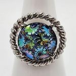 Vintage Sarah Coventry Northern Lights Silver & Iridescent Ring (4.5) Blue Photo 0