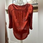 Maeve Anthropologie  Rust Lace Detail Button Up Long Sleeved Top Sz S Photo 4