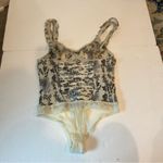 Free People  weekend plans bodysuit in tea combo floral sheer ruffles Photo 11