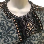 Icelandic Design Scandinavian Wool Cardigan Sweater S Blue Silver Clasps Fall Photo 2