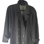 Woolf Brothers Vintage 100% Pure Wool Black Belted Trench Coat Photo 2