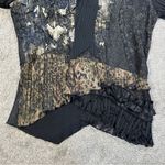 Alberto Makali  Women’s Mixed Print Textured Tie Neck Blouse Top Goth in Black XL Photo 3