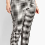 Talbots  Women's Black Check Ankle Pants Size Large‎ Casual Stretchy Fit Photo 0