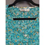 Temofon Summer Mini Dress Women's Medium Blue Floral Print Short Sleeve B82 Photo 1