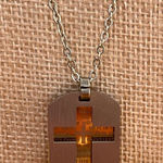 Silver and Gold Cross Mixed Metal Pendant Necklace dog tag dainty chain Photo 0