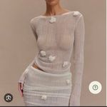 Meshki  2 Piece Set White Stretchy Knit Top And Long Maxi Skirt sz S Photo 1