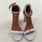 Rebecca Minkoff Women's Shoes Sz 6.5 Block Heel Leather White Black Bark Strappy Photo 2