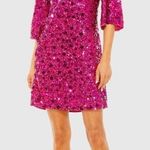 Mac Duggal 10032 Womens Quarter Sleeve High Neck Sequin Embellished Mini Dress Photo 0