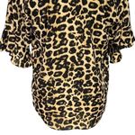 MISA Los Angeles Louise Leopard Blouse Women’s Size Small Ruffle Satin Top Photo 6