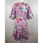 Fate Women Frances Floral Pleated Skirt Dress Sz L Puff Sleeve Colorful Feminine Pink Size L Photo 2