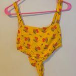 Urban Outfitters UO Jade Scarf Tie Back Crop Cami Tank Yellow Cherry Print M Photo 3