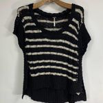 Free People  Black Cream StripedSweater Sz Small Photo 1