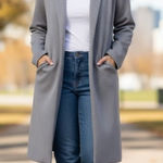 Spanx NWT AirEssentials Long Jacket in Medium Grey Heather Open Front Coat XL Photo 0