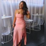 House Of CB  'Ivana' Apricot Gathered Asymmetric Dress NWOT‎ size S Photo 2