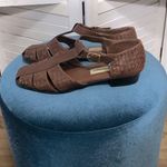 Etienne Aigner Italian fisherman genuine leather close toe heeled sandals sz 10 Photo 1