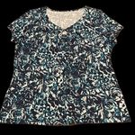 st. john's bay NWT St John’s Bay SS w/ring & gathered front multi blue print very soft fabric Photo 1