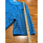 Dana Buchman Teal Lace Overlay Knit Top XL Short Sleeve Crew Neck Shirt Career Photo 4