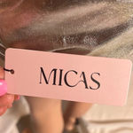 Micas  Metallic Silver Skirt Retro Size M Drawstring Mini Photo 3