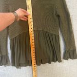 Altar'd State Olive Green Knit Peplum Sweater with Ruffle Details Medium Photo 8