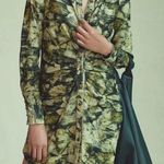 Anthropologie Pilcro Ruched Corduroy Button Floral Camo Shirt Dress Green 10 Photo 0