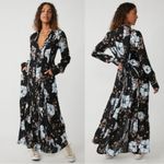 Free People  Bohemian Hippie Flower Child Back At It Maxi Dress Black Medium Photo 2