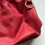 Aqua Madonna Red Leather Bucket Drawstring Bag Photo 6