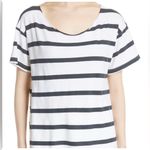 THE GREAT. The Cut Neck Tee. Bleach Stripe. 3 Blue Size L Photo 2