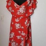 FAVLUX Fashion red floral cold shoulder dress Photo 0