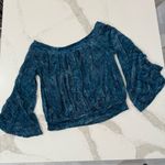 Free People Ginger Berry Sheer Top Burnout Velvet Women’s Medium Midnight Lagoon Photo 11