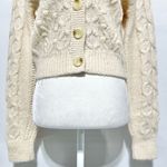 & Other Stories & Other Stories Cable Knit V-Neck Long Sleeve Wool Blend Cardigan Cream Size XS Photo 6