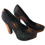 Kathryn Amberleigh Platform Pumps Heels Jacquard Black Brown 6.5 Photo 0