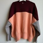 Free People  Peach Combo Red Easy Street Tunic Sweater Size XS Oversized Relaxed Photo 1