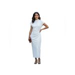 ZARA White Mock Neck Ruched Midi Dress - Size medium- NWT Photo 9