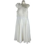 Mac Duggal  Rosette One Shoulder Tea Length Dress White Size 12 Photo 3