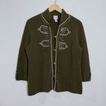  Military Embellished Cardigan Jacket Olive Green Size Medium‎ Chico's 1 Photo 1