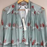NWT Jonathan Simkhai Womens S Seafoam Floral Irena Rose 100% Silk Dress Tiered Green Photo 3