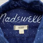 Madewell ‎ Top Womens M Blue Popover Denim Polka Dot Cotton Photo 5