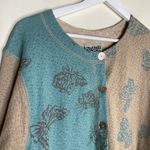 Lucky Charm Cotton Knit Butterfly Cardigan Lightweight Boho Top Y2k Medium Tan Photo 3