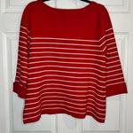 Tahari NWT -  Women’s Red Boatneck Stripe 3/4 Sleeve Sweater - Size XL. Photo 1