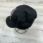 Black Rhinestone Soccer Wings Flat Top Cap Womens One Size‎ Adjustable Hat Photo 2