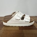 Birkenstock Papillio Arizona Sandals 41 White Double Buckle Platform Leather Photo 5
