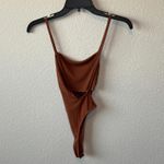 Lulus  Strappy Ribbed Bodysuit Chestnut Size Small Photo 1