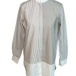 Ann Mashburn  Crisp 100% Cotton Mandarin Band Collar Button Tunic Shirt Size S Photo 1