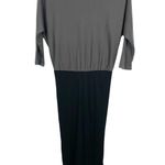 Alice + Olivia Batwing Dress Dolman Sleeve Ruched Midi Skirt Gray Black Medium Photo 5