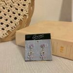 NWT Silver Tone Lilac Rhinestone Floral Earrings Glam Ames Faux Diamond Chic Classy Purple Photo 4